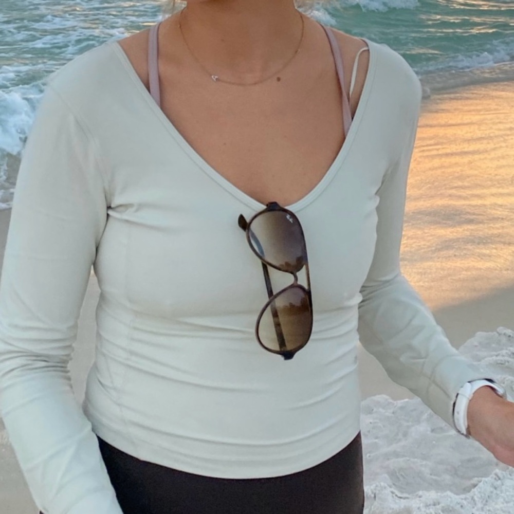 Lululemon Athletica Light Cream Long Sleeve Top